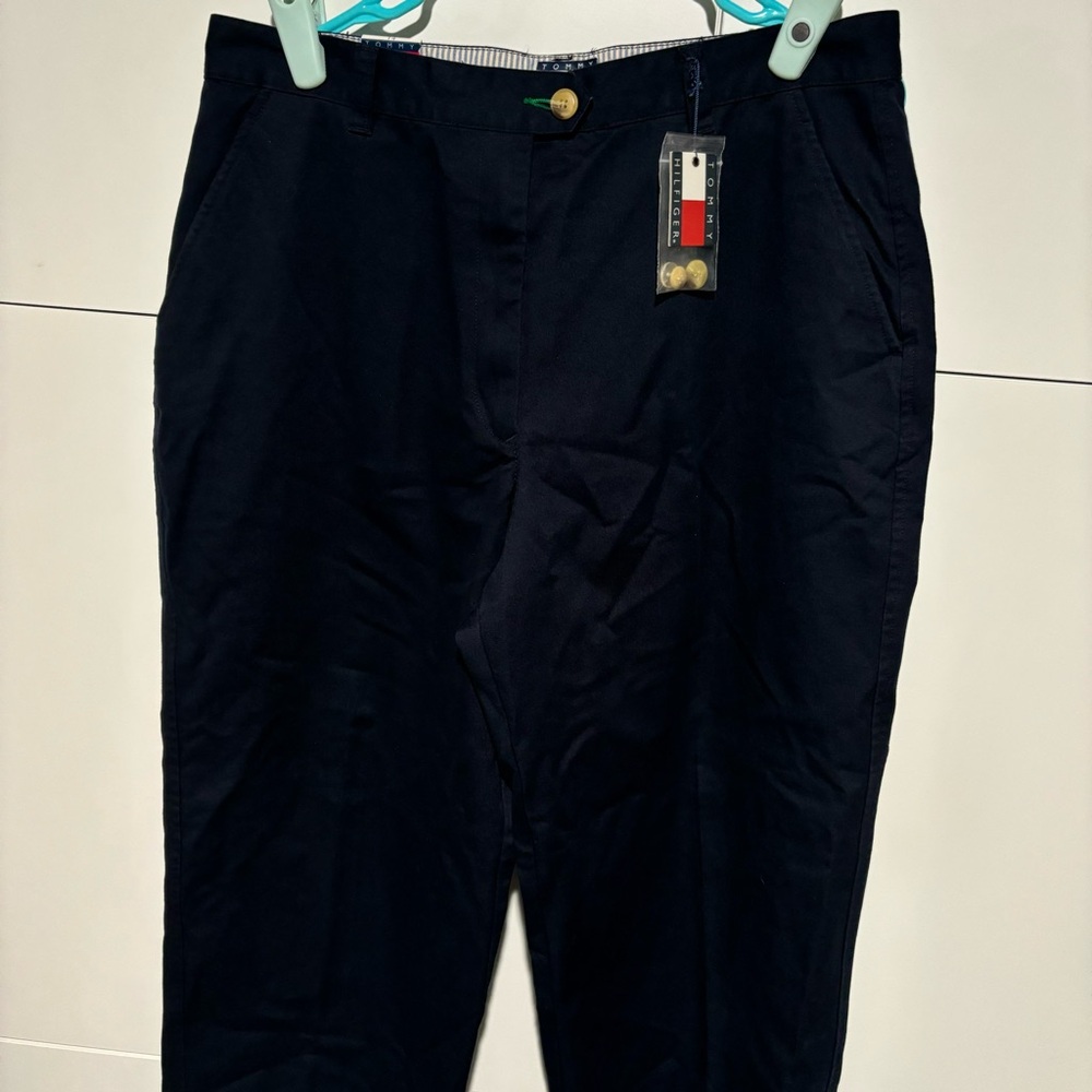 NWT Tommy Hilfiger Womens Dress Pants 14 Navy Blue Cotton Careercore Work Office